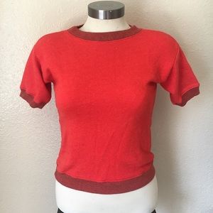 Redone red-orange short sleeve sweatshirt